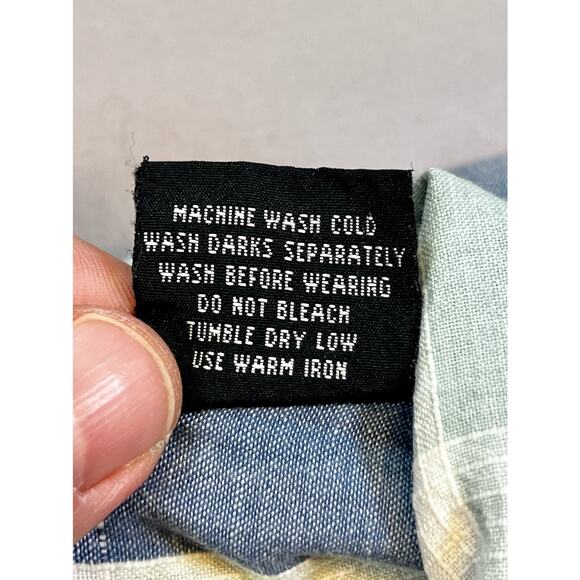 Gotcha Custom Original Button Up Shirt 100% Cotton Men L Blue Green Beach Surfer - Picture 5 of 10